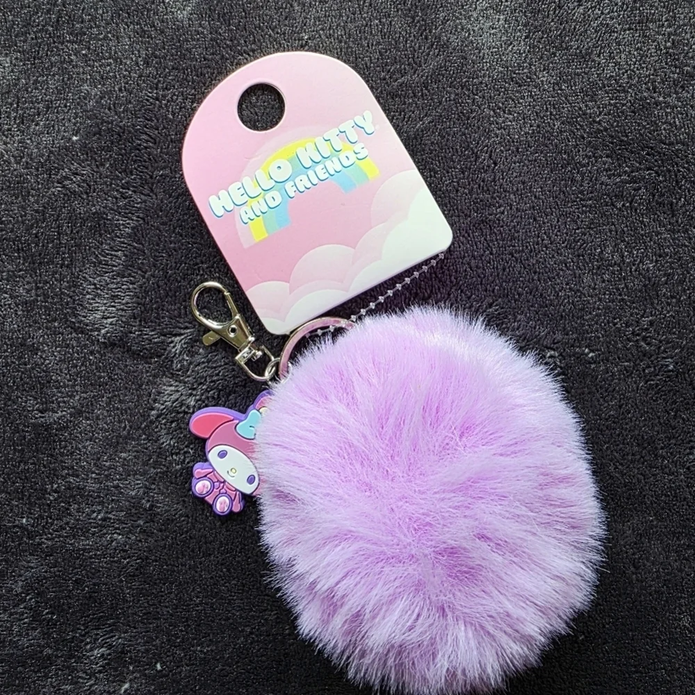 New Hello Kitty and Friends Sanrio My Melody Multi-Color/ Lilac Pom Pom Keychain